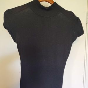Black Bebe Tee With Poof Top and Sleeve